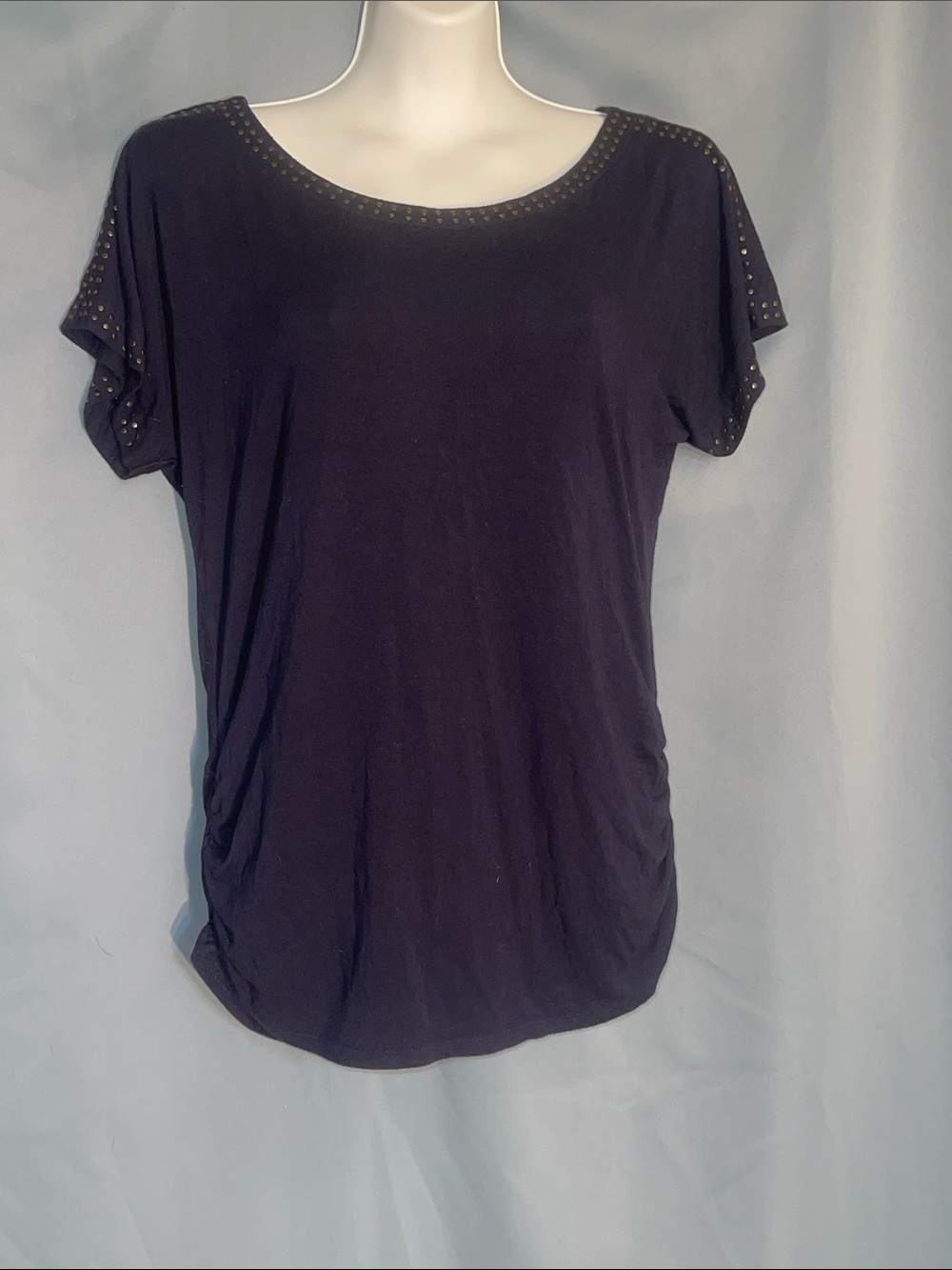 Grace Black Short Sleeve Tee with Eyelet Trim